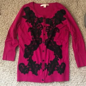 NWOT Boston Proper pink and black Cardigan!!!